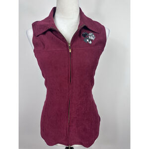 Notations Clothing Co Vintage Sweater Vest Burgundy Embroidered Dogs Size Small